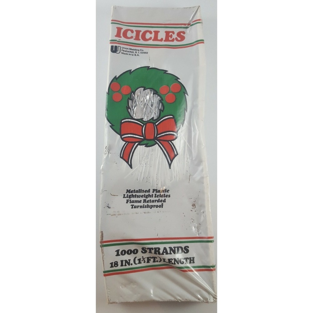 Vintage Xmas Decor Union Wadding ICICLES 18" 1000 Strands NIP